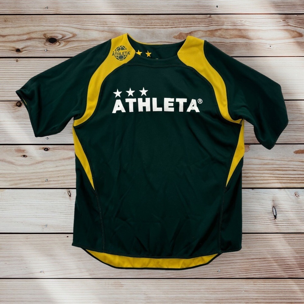 Athleta T Shirt Mens Small Workout‎ Green Yellow Stars Gym Athletic
